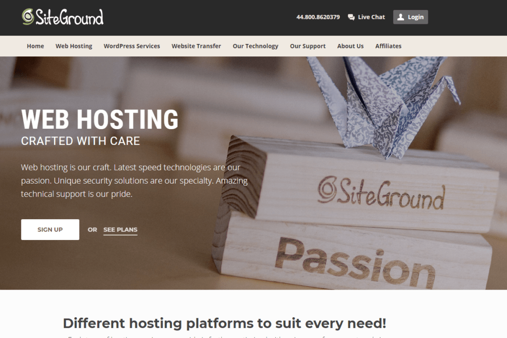 SiteGround UK WordPress SSD Hosting